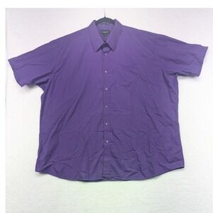 Omega‎ Italy Mens Purple Short Sleeve Button Up Shirt Dress Shirt Size 4XL